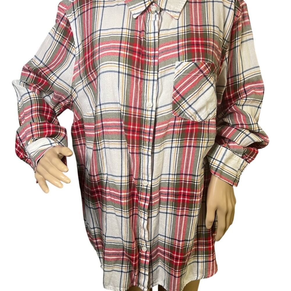 Faded Glory Button Down Shirt Men's 2XL Red/green/white Grampa Plaid Western